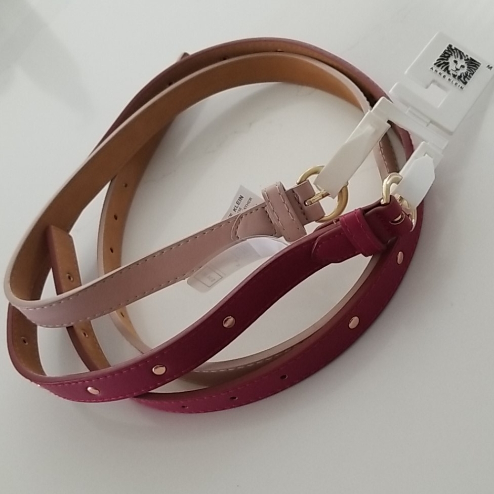 🍓🍑2 PC Berry & Blush Leather Belts - Picture 2 of 6